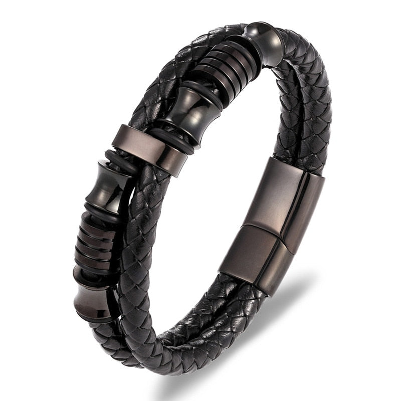 TYO Stainless Steel Leather Bracelet