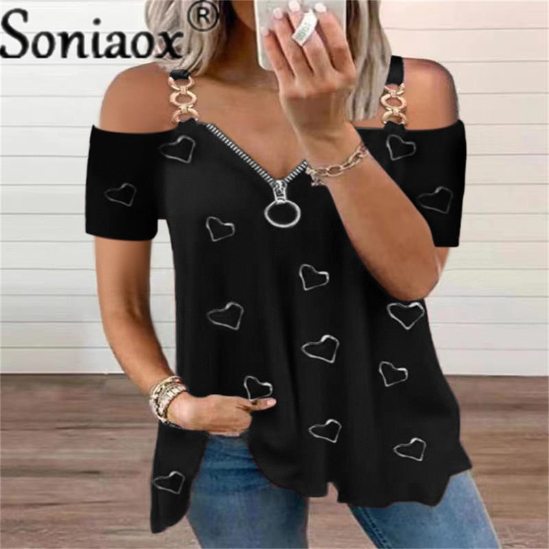 SONIAOX V-neck Loose Shirt
