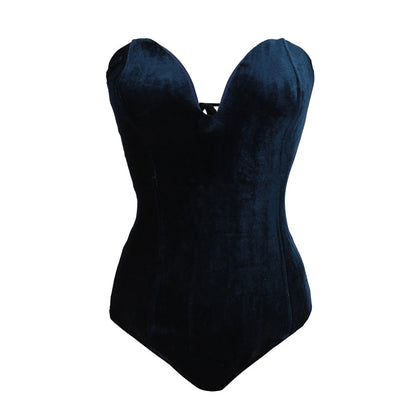 Velvet Lace Up Bodysuit