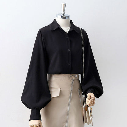 Classic Lantern Sleeve Button-Up Shirt