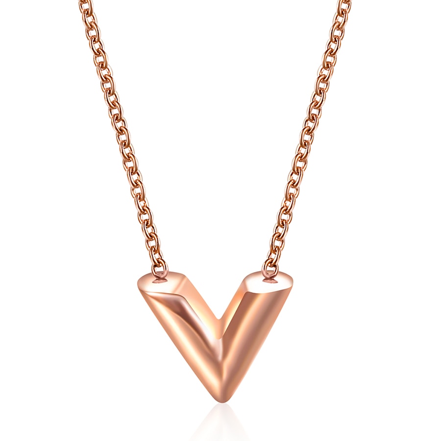 V Letter Pendant Necklace