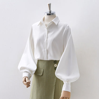 Classic Lantern Sleeve Button-Up Shirt