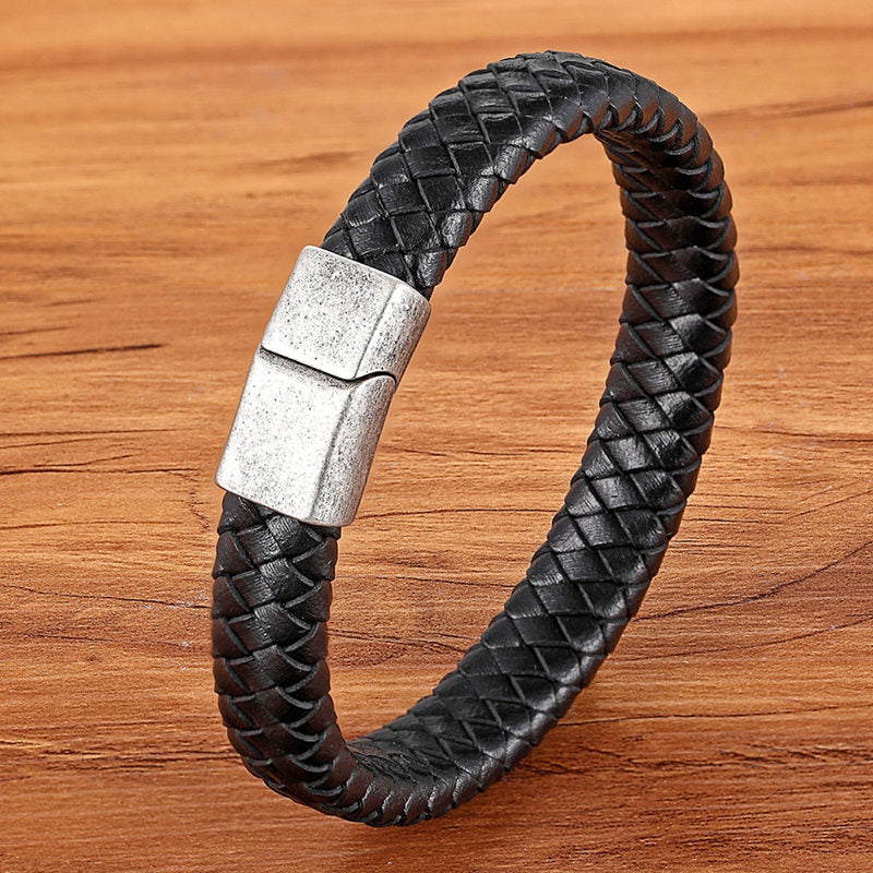 TYO Stainless Steel Leather Bracelet