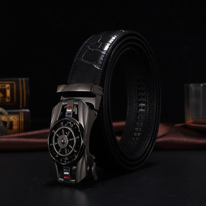 Stone Pattern Genuine Leather Belt