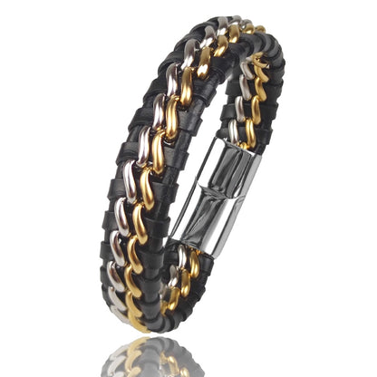 Genuine Gold Plated Leather Bracelet