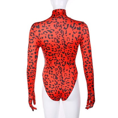 BKLD Turtleneck Leopard Print Bodysuit