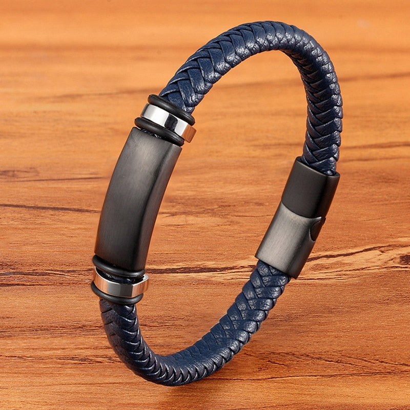 TYO Stainless Steel Leather Bracelet