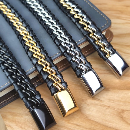 Genuine Gold Plated Leather Bracelet