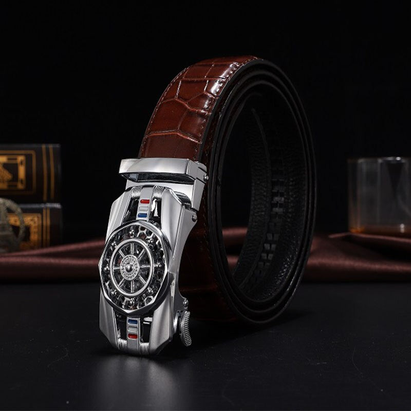 Stone Pattern Genuine Leather Belt