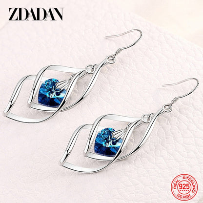 ZDADAN 925 Crystal Dangle Earrings