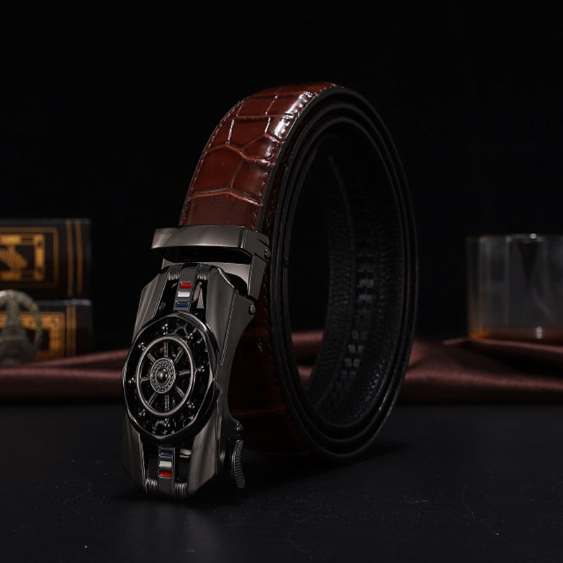 Stone Pattern Genuine Leather Belt