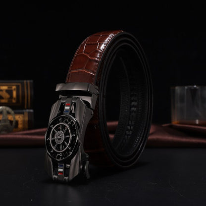 Stone Pattern Genuine Leather Belt