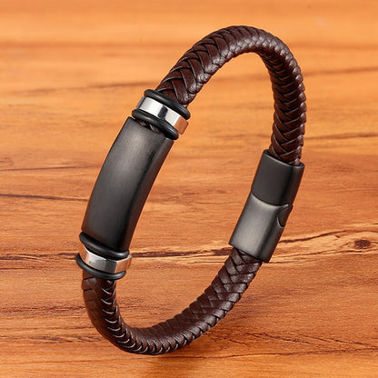 TYO Stainless Steel Leather Bracelet
