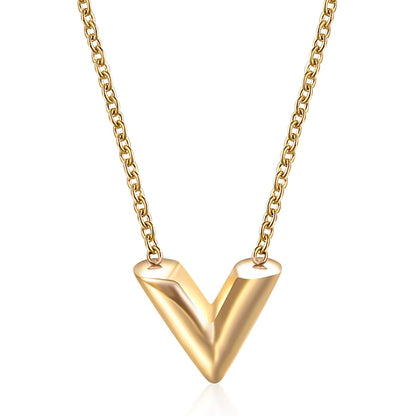 V Letter Pendant Necklace