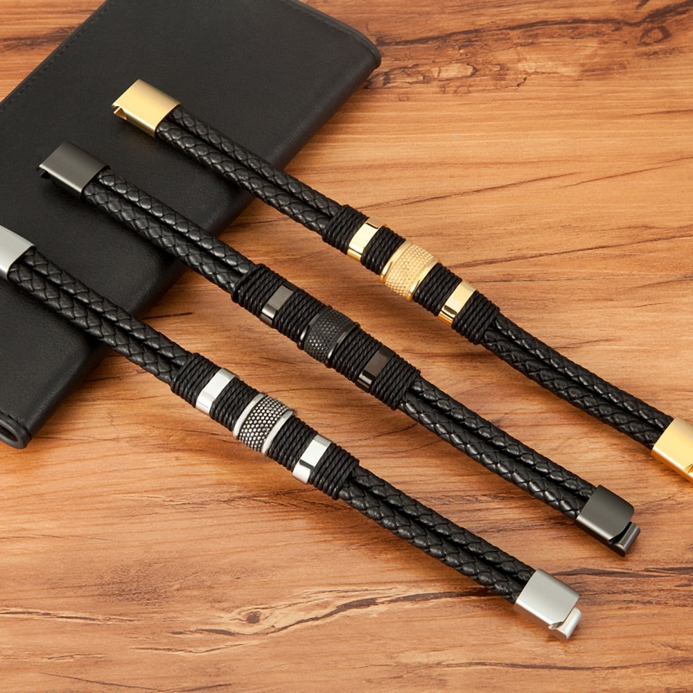 XQNI Woven Leather Bracelet