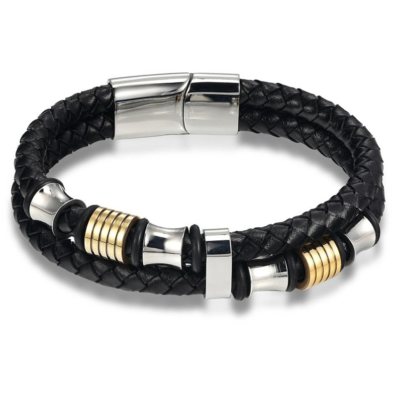 TYO Stainless Steel Leather Bracelet