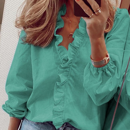 Elegant White Ruffle Blouse