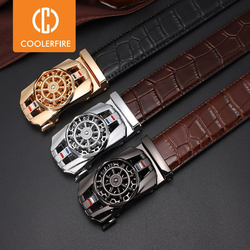 Stone Pattern Genuine Leather Belt