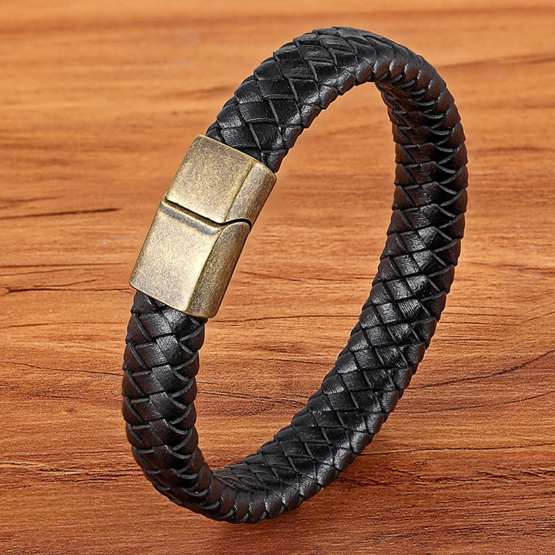 TYO Stainless Steel Leather Bracelet