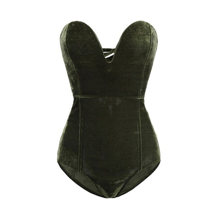 Velvet Lace Up Bodysuit