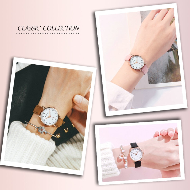 KZD Leather Strap Watch