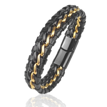 Genuine Gold Plated Leather Bracelet