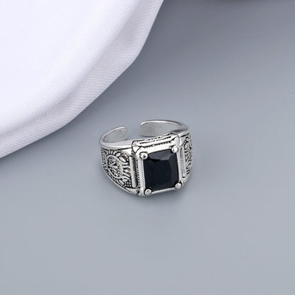 925 Black Crystal Silver Ring