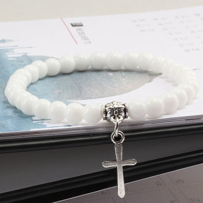 6mm Boho Blue Beads Bracelet