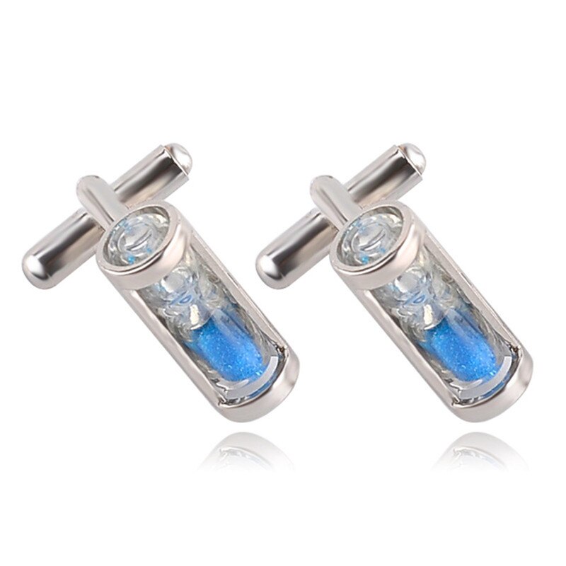 1 Pair Hourglass Blue Crystal Cufflinks