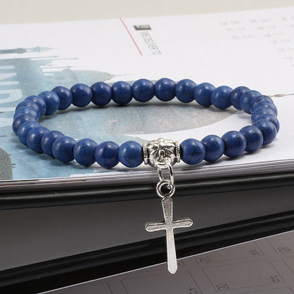 6mm Boho Blue Beads Bracelet