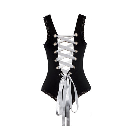Ultra-thin Lace Up Bodysuit