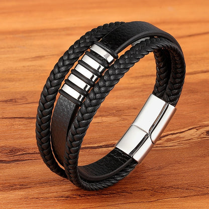 TYO Stainless Steel Leather Bracelet