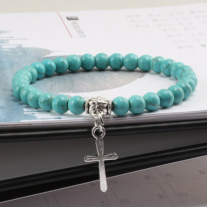 6mm Boho Blue Beads Bracelet