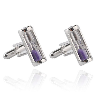 1 Pair Hourglass Blue Crystal Cufflinks