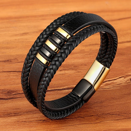 TYO Stainless Steel Leather Bracelet