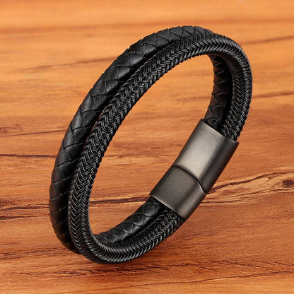 TYO Stainless Steel Leather Bracelet