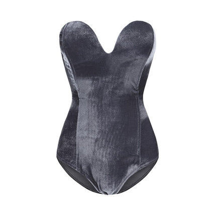 Velvet Lace Up Bodysuit