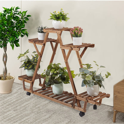 Wooden Triangle Pot Plant Stand