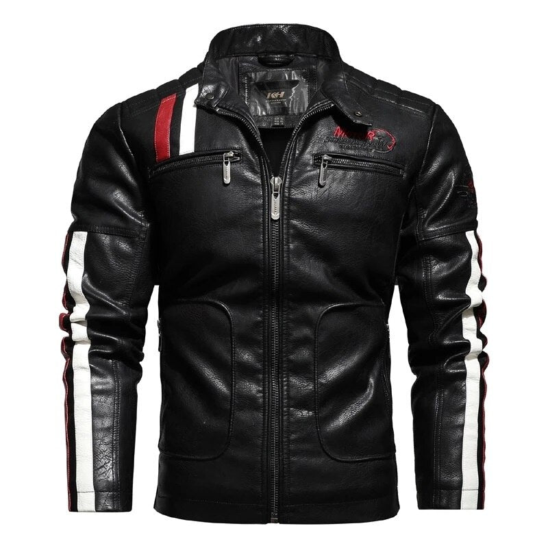 Faux Leather Racing Jacket