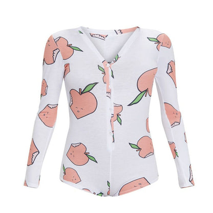 Printed V-Neck Long Sleeve Bodysuit