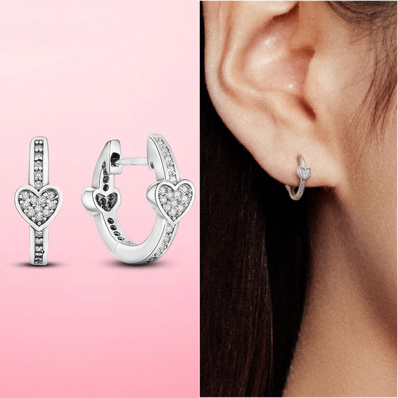 925 Silver Heart CZ Earrings