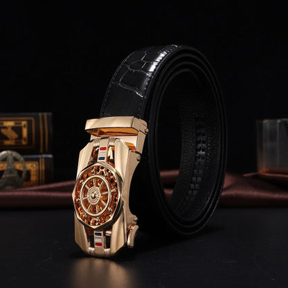Stone Pattern Genuine Leather Belt