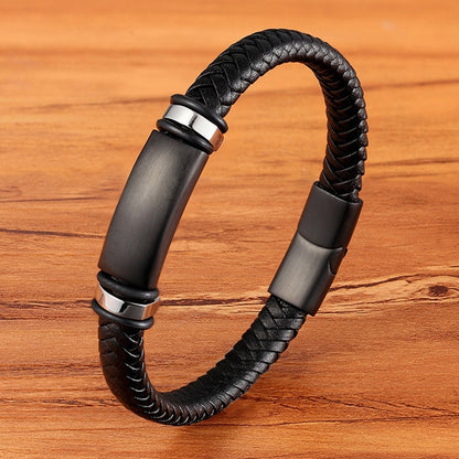 TYO Stainless Steel Leather Bracelet
