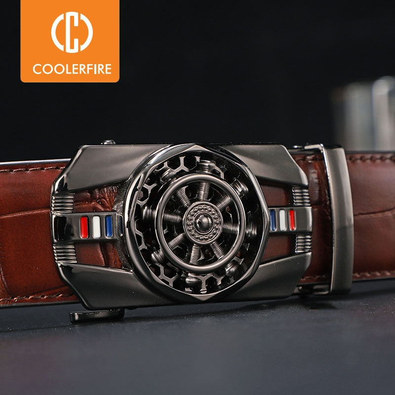 Stone Pattern Genuine Leather Belt