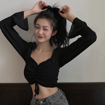 Cropped Wrap Blouse