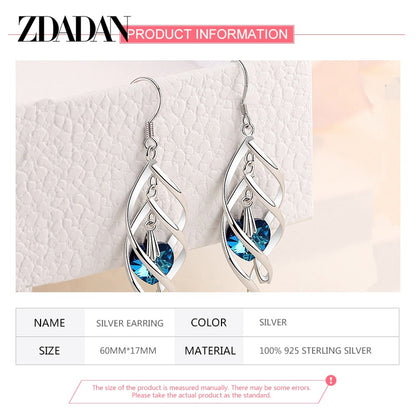 ZDADAN 925 Crystal Dangle Earrings
