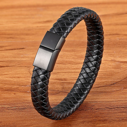 TYO Stainless Steel Leather Bracelet