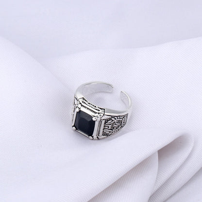 925 Black Crystal Silver Ring
