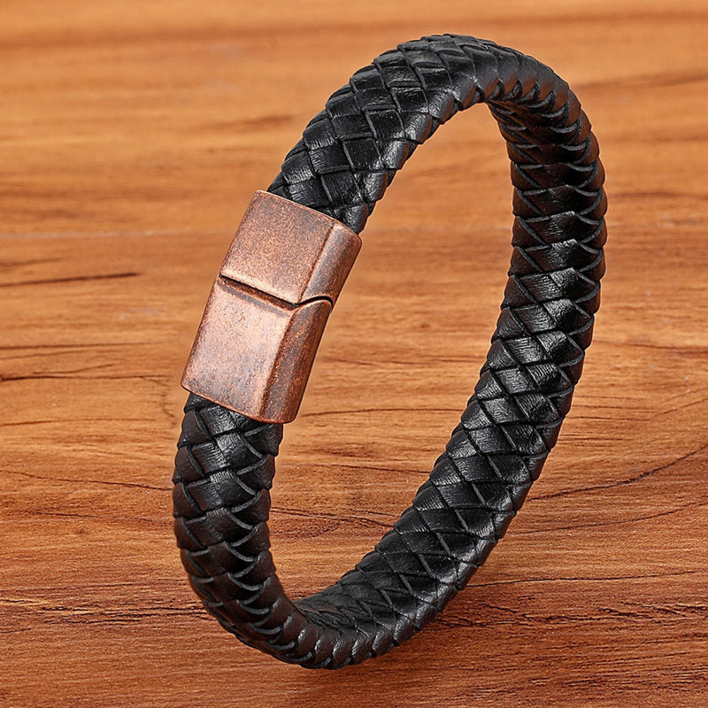 TYO Stainless Steel Leather Bracelet