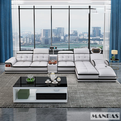 Italian Leather BT Sofa w/ Projector